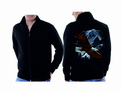Sweatshirtjacke Schwarz Adler Natur & Wildnissmotiv Modell Eagle Over The Alps