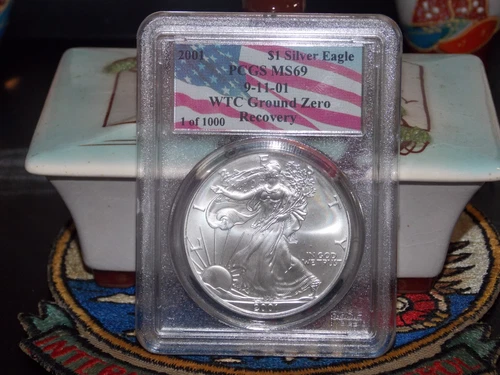 2001 *1 of 1000* MS69 Silver American Eagle PCGS WTC World Trade Center 911