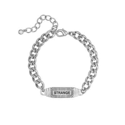 Little Rooms seltsames silbernes Panzerarmband mit Ausweisschild