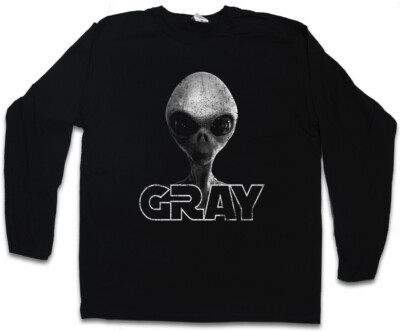 GRAY ALIEN INVADER II LANGARM T-SHIRT Grey UFO Vril 12 Grey Area 51 TR3B