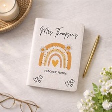 Personalised Teacher Notes Notebook Gifts Nursery TA A5 Linen Journal Planner