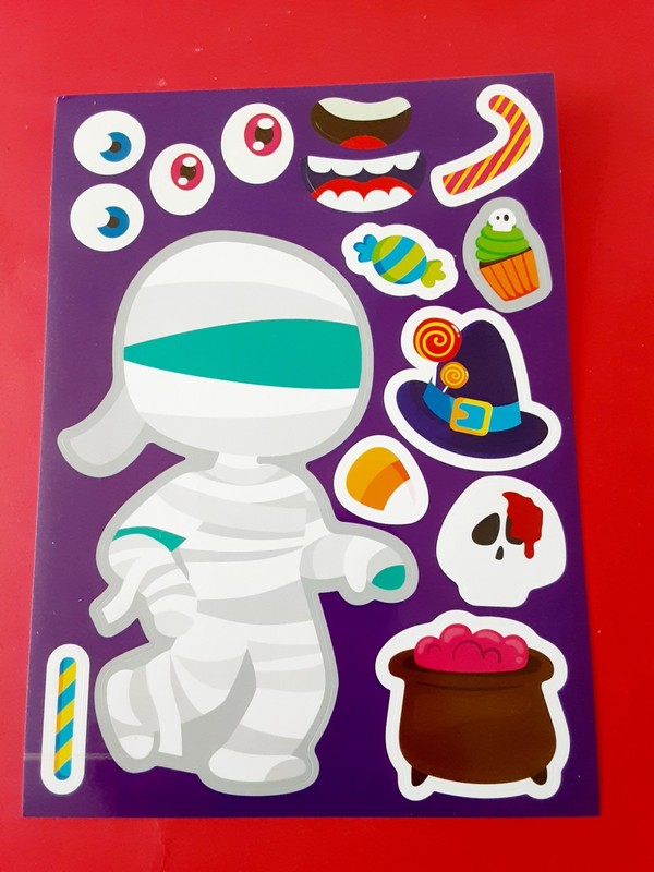 Halloween activity mummy sticker sheet