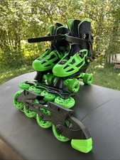 Roller Derby 2 in 1 Adjustable 3-6 Black/Green Skates 2 Sets Rollers