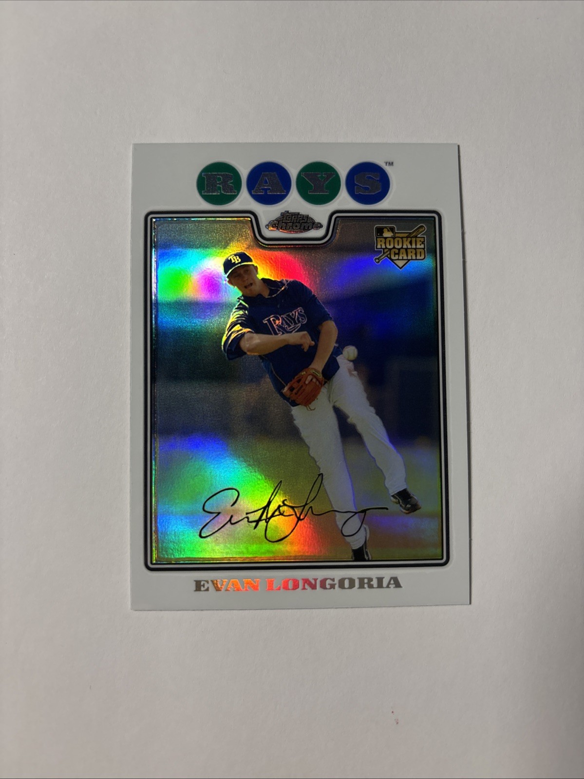 2008 Topps Chrome Refractor Rookie EVAN LONGORIA - Tampa Bay Rays #193