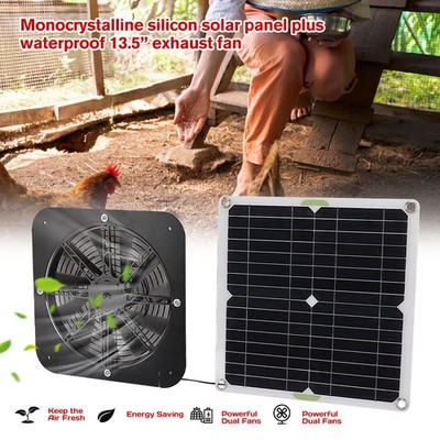 100W Solar Powered Exhaust Fan IP68 Waterproof Ventilation Kit for Chicken Coop