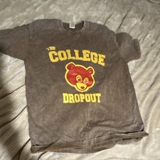 Kanye West The College Dropout Bear Graphic Gray T-Shirt Size M