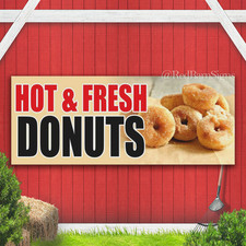 HOT FRESH DONUTS cold coffee juice bar tea Indoor Outdoor Banner Sign