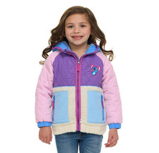 Disney Lilo and Stitch Jacket Coat Girls 6 6X 7 Pink Purple Fleece Quilted NWT