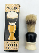 Vintage Shaving Brush Made Rite USA Sterilized Pure Bristle 100- With Box NOS
