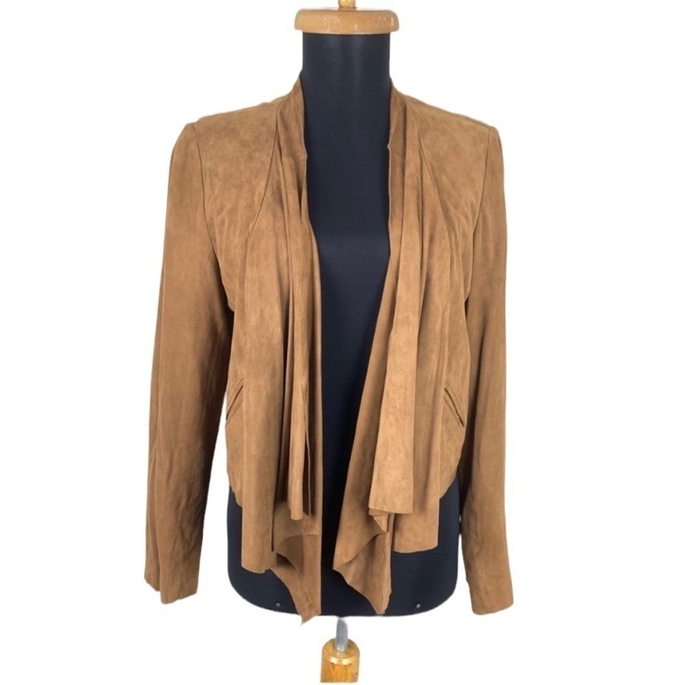 Leather Drape Front Jacket Suede Small Leather - image 1