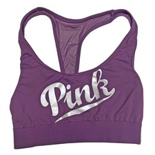 Victoria's Secret Pink Ultimate Unlined Racerback Sports Bra Size S Plum w/Mesh