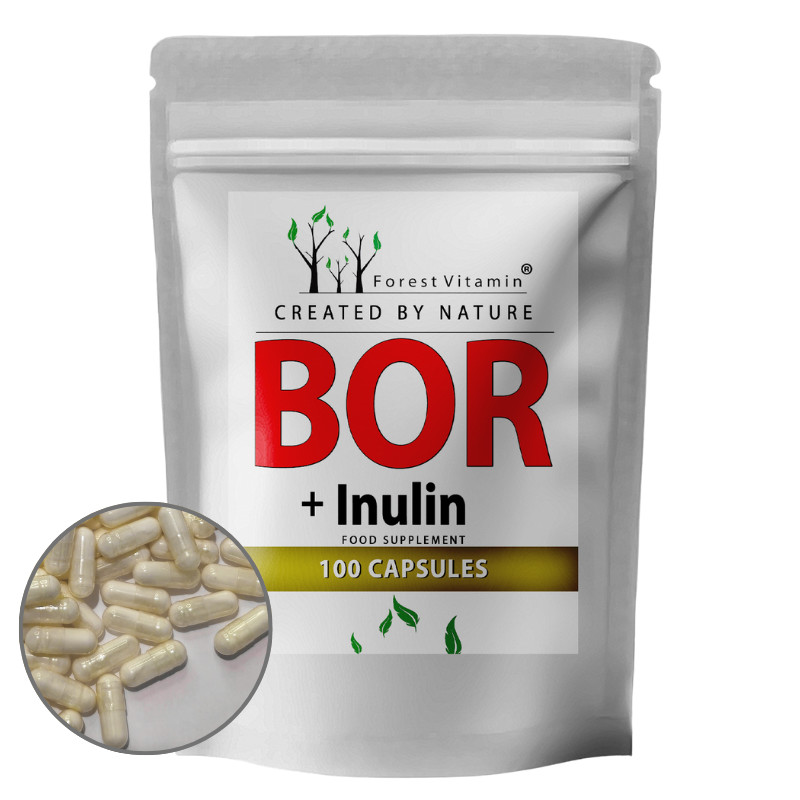 Bor (Boron) + Inulin 100 Kapseln - Spurenelement + Präbiotikum - Forest Vitamin