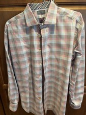 Thomas Dean Multicolor Patterned Button Down Collared Dress Shirt Mens Size XL