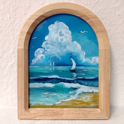 Meer Segelboot Original Ölgemälde mit Rahmen  ArtStudio Nina Treise