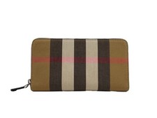 Burberry Classic Check Zip Round Long Wallet Canvas Leather