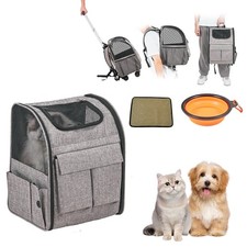 Uimoso Cat Carrier with Wheels Rolling Pet Carrier with Handle 18 lbs Grey