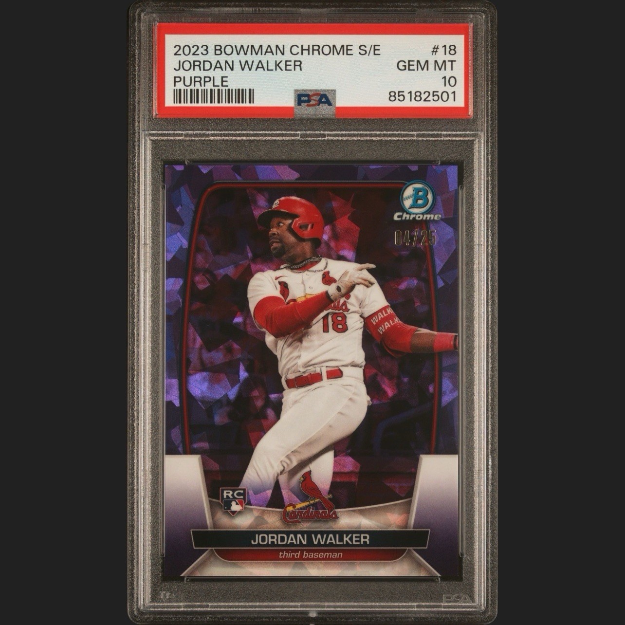 2023 Bowman Chrome Sapphire Edition Jordan Walker #18 Purple /25 (RC) PSA 10