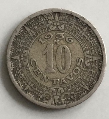 1936 Mexico 10 Centavos, no damage just light wear.