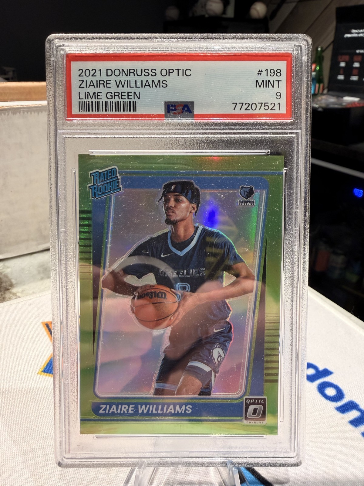 PSA 9 2021-22 Donruss Optic Zaire Williams #198 Rookie LIME GREEN /149 GRIZZLIES
