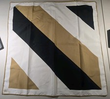 Vera Neumann Signed Scarf Polyester Black Tan Art Design 20x21