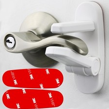 Baby Proof Door Handle Lever 2-Pack with 2 Extra Adhesives Easy 1-Hand Op...