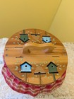  Decorative Country Cottage Wooden Sewing/Bread Flip Top Basket w/ Birdhouses — photo 4