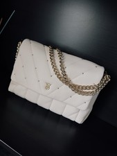 Victoria's Secret Quilted Gold Chain Studded Logo Shoulder Bag White