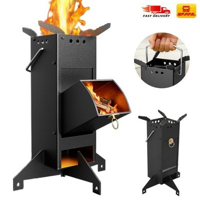 Raketenofen Rocket Stove Campingkocher Holzofen Grillen BBQ Rakete Tragbar DE