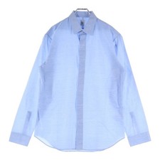 Berluti Scrit Calligraphy Total Pattern Cotton Long Sleeve Shirt Light Blue Used