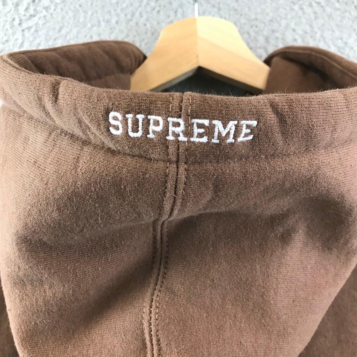 SUPREME Pullover Logo Hooded Sweatshirt horn hoodie Size XL Brown
