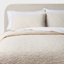Threshold Full/Queen Matelasse Vine Floral Quilt  Shams Set 3pc Natural NEW