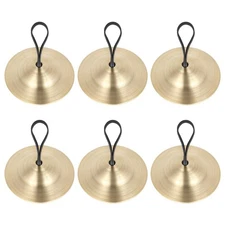 6 Pcs Finger Cymbals Wrapped Fingers Instrument Gold Metal Mini Percussion 2....
