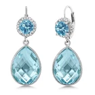 1.80 Ct Round Swiss Blue Topaz Swiss Blue Topaz 925 Sterling Silver Earrings