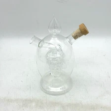 Vintage Hand-Blown Glass Oil and Vinegar Cruet with Grape Cluster Center Clear