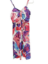 DM Women's Midi Sun Dress Multi Color Floral Medium