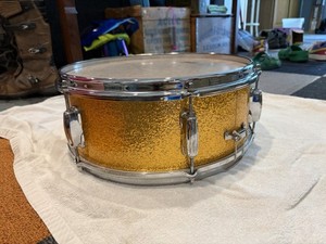 1963 Slingerland Gold Sparkle Snare Drum ORIGINAL 14x5.5” Made In Niles, IL