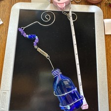 Cobalt Blue FAITH Hanging Glass Bottle