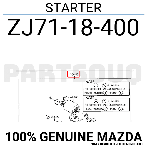 ZJ7118400 Genuine Mazda STARTER ZJ71-18-400 | eBay