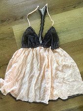 2013 Vintage Victoria s Secret Lace Babydoll Nighty Pink Black Gray L