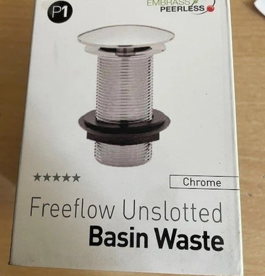 Embrass Peerless - FreeFlow ungeschlitzt Stopfen Waschtisch Ablauf Messing Chrom - Neu