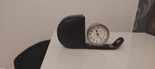Vintage Roger Lascelles Battery Travel Alarm Clock in Crocodile Leather Case