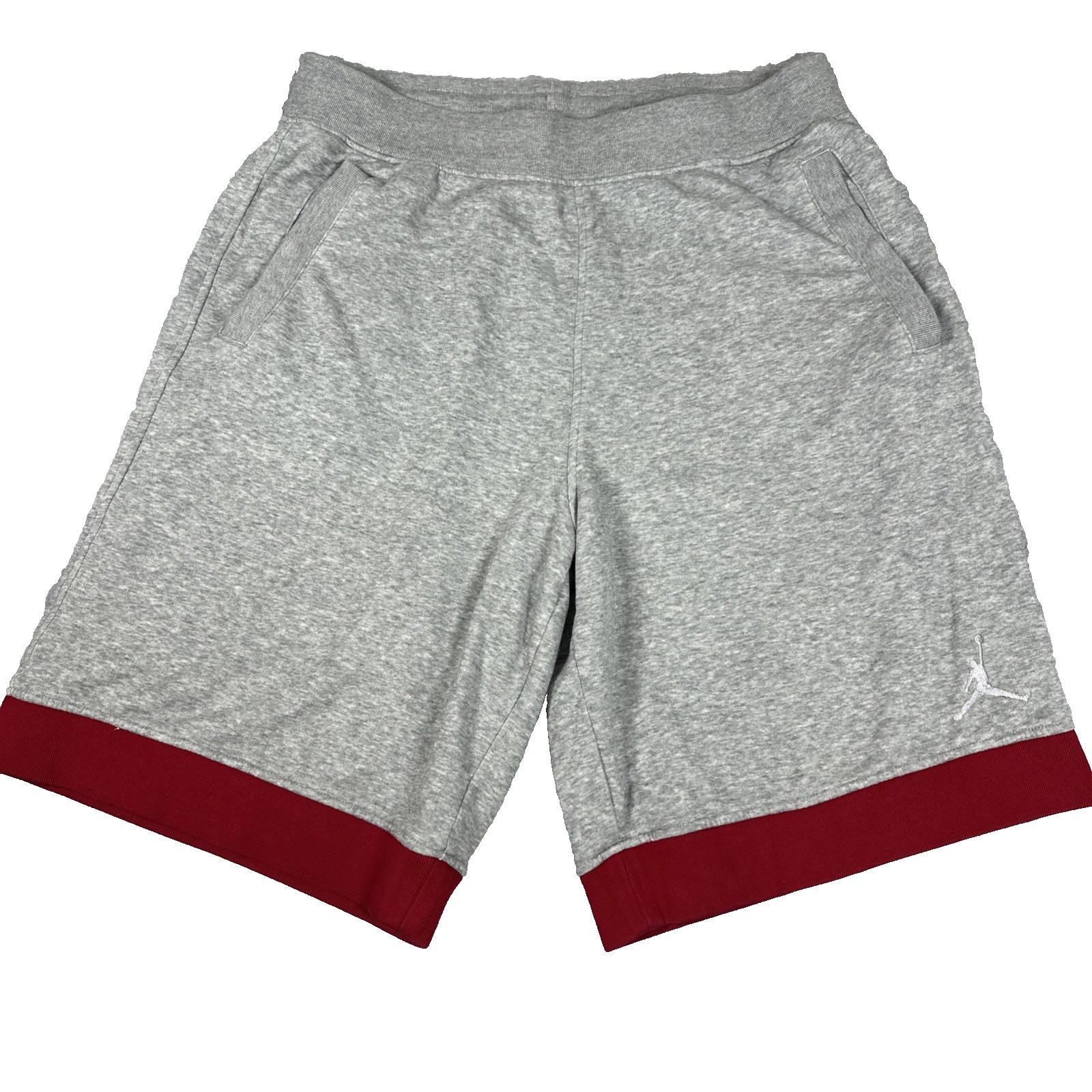 Nike Air Jordan Basketball Shorts Men's 2XL French Terry Gray & Red Drawstring