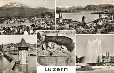 Postcard Switzerland Luzern 5 Views RPPC