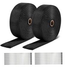 2 50ft 2roll Fiberglass Exhaust Wrap Header Pipe Heat Tape Black 20 Ties 2 50ft 2roll Fiberglass Exhaust Wrap Header Pipe Heat Tape Black 20 Ties
