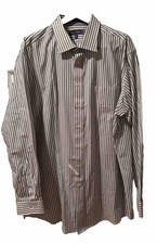 Paul Fredrick Mens Dress Shirt 18.5 x 37 Tall Classic Fit Blue White Stripe NWOT