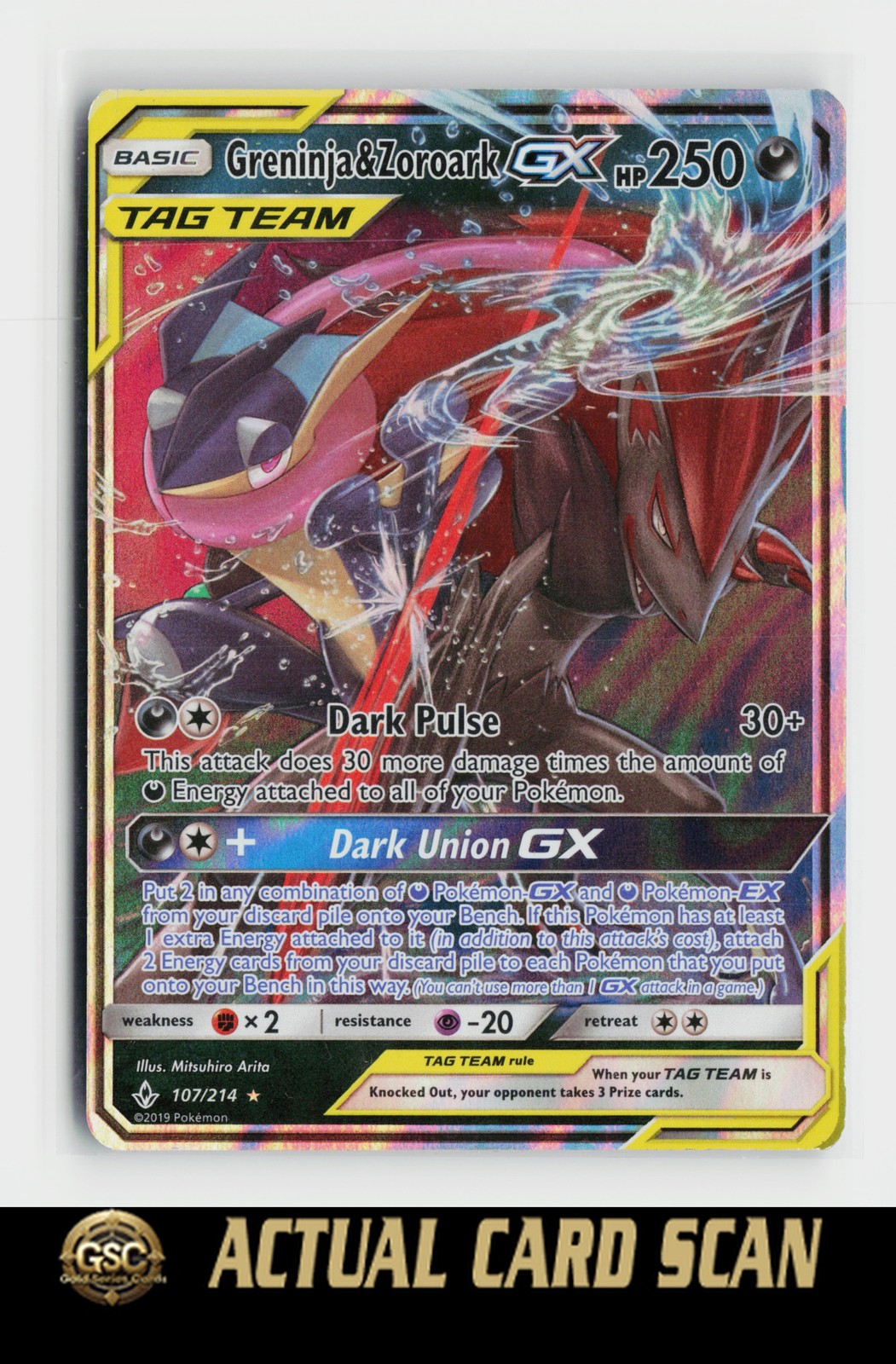 Greninja & Zoroark GX #107/214 Pokémon TCG SM - Unbroken Bonds Ultra Rare