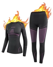 Thermal Underwear for Women Long Johns Thermal Base Layer Purple Black