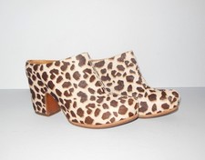 Kork Ease Sagano Mule Heels sz 6 M Giraffe Print Leather Calf Hair Clogs Slip On