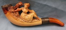 Vintage Carved Victorian Girl and Dog Pipe Tobacco Pipe