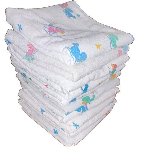Lot of 10 Vintage 100% Cotton Baby Burp Multicolor Duck Print Duck Theme 33”x33”